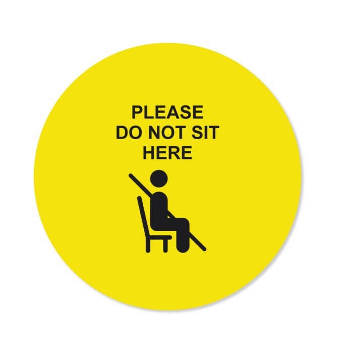 Covid-19 Chair Sticker Please do not sit here Yellow 26cm 3pcs